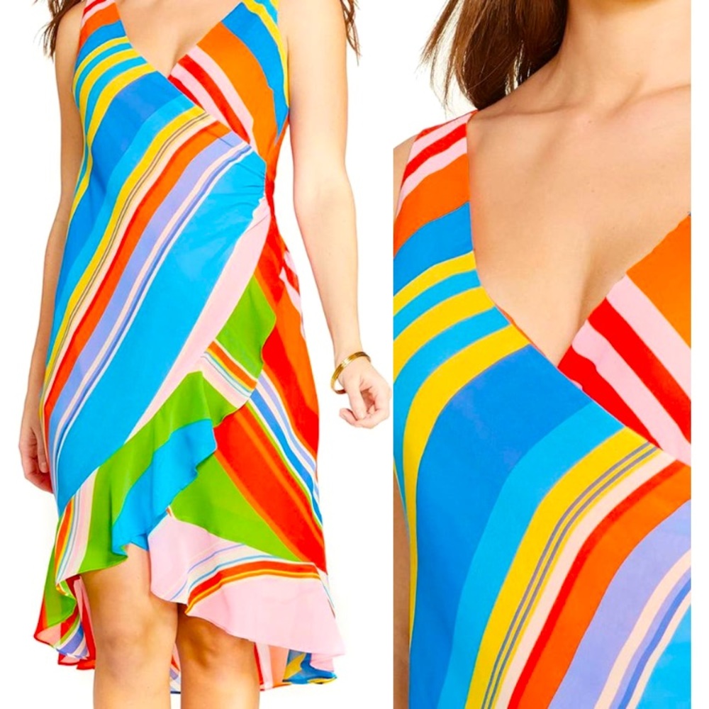 NEW Ralph Lauren Chiffon Faux Wrap Dress Sz 14